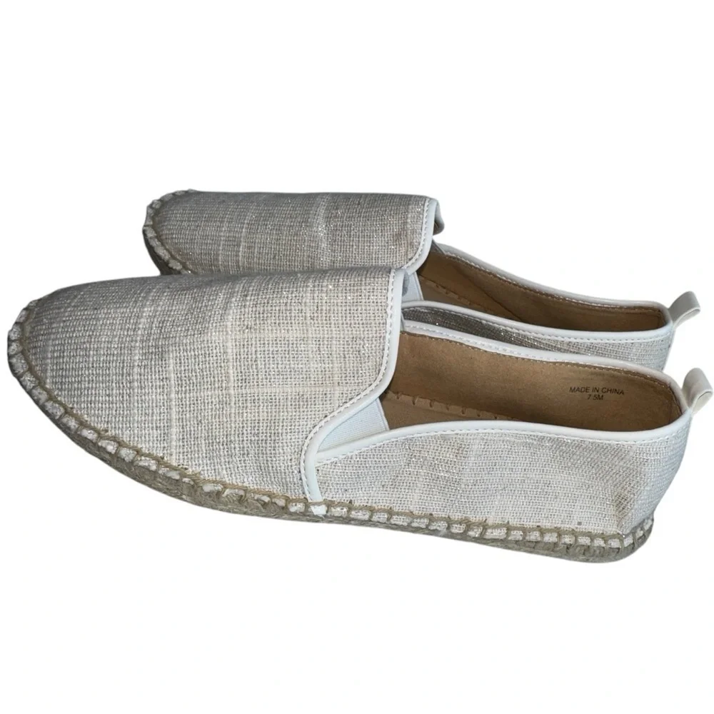 TALBOTS | NEW Izzy Espadrilles Shimmer Linen Canvas Slip On Shoe Memory Foam 7.5